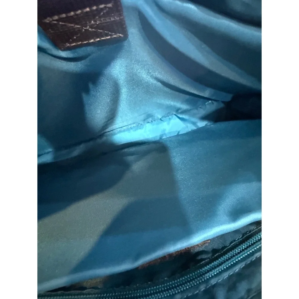 Solo New York Dark Brown Leather Laptop Tote Bag Professional Work Bag Teal
